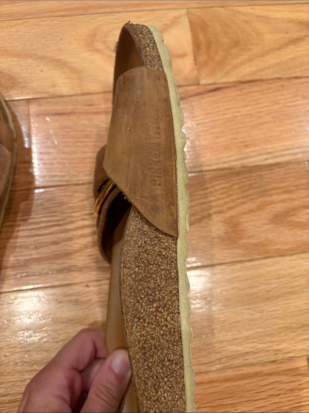 Birkenstock Women’s Brown Suede Single-Buckle Slide Sandals - Picture 6 of 8